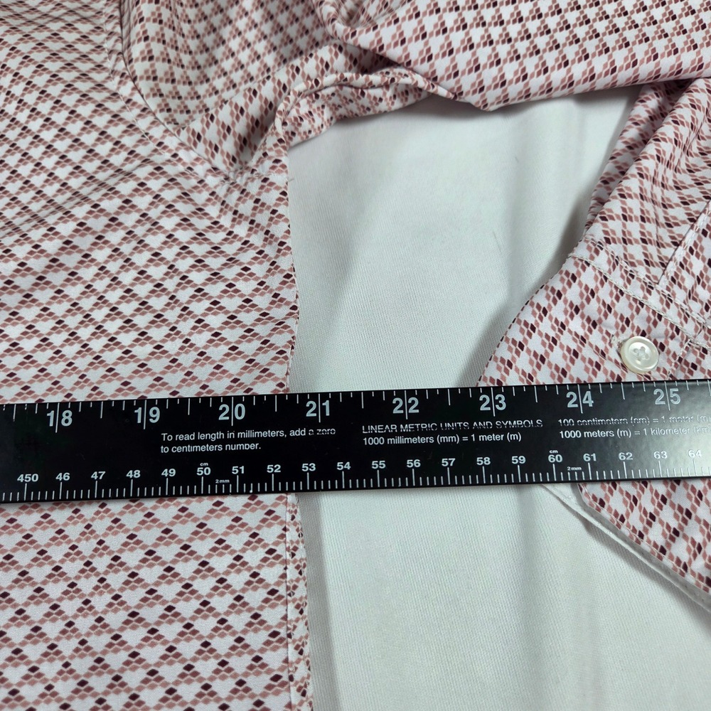 J.B. Holt Mens Standard Fit Geometric Diamond Print Button Down Shirt Red M - Picture 10 of 11